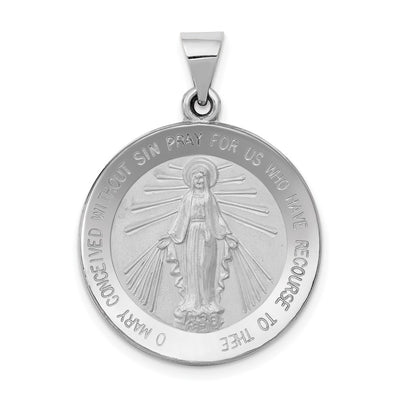 14K white gold miraculous medal pendant