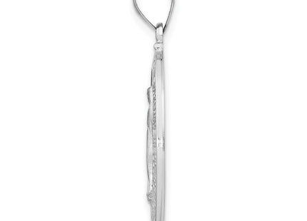 14k White Gold Polished/Satin Miraculous Medal Hollow Pendant (Style XR1278)