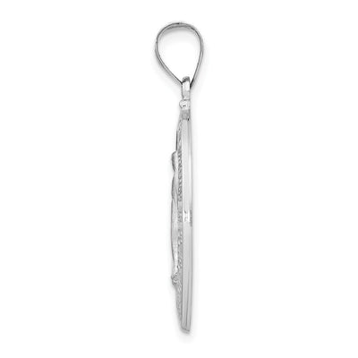 14K White Gold Polished/Satin Miraculous Medal Hollow Pendant, 30.5 x 15.75mm