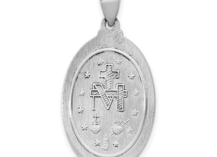 14k White Gold Polished/Satin Miraculous Medal Hollow Pendant (Style XR1278)