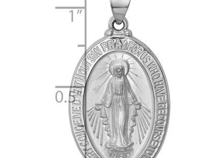 14k White Gold Polished/Satin Miraculous Medal Hollow Pendant (Style XR1278)