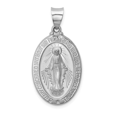 14K white gold miraculous medal pendant