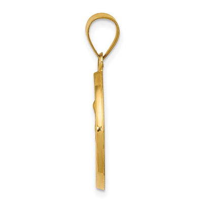 14K Polished and Satin St. Anne Medal Hollow Pendant, 28.5 x 19mm