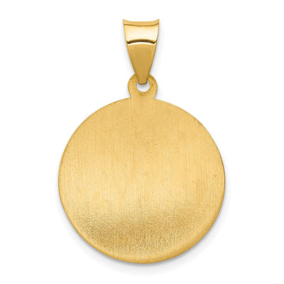 14K Polished and Satin St. Anne Medal Hollow Pendant, 28.5 x 19mm