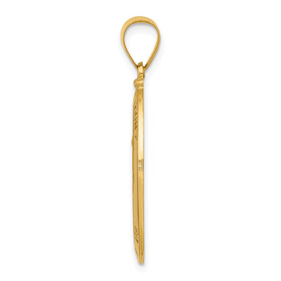 14K Polished and Satin St. Anthony Medal Hollow Pendant, 33 x 17mm