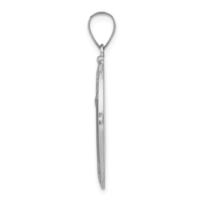 14K White Gold Polished/Satin St. Anthony Medal Hollow Pendant, 33 x 17mm