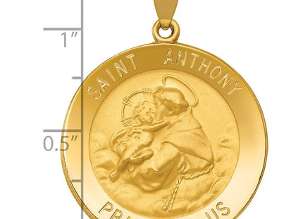 14k Polished and Satin St. Anthony Medal Hollow Pendant (Style XR1293)