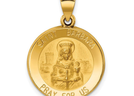 14k Polished and Satin St. Barbara Medal Hollow Pendant (Style XR1296)