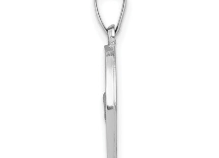 14K White Gold Polished/Satin St Christopher Medal Hollow Pendant, 21.2 x 15mm