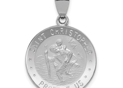 14K white gold st christopher pendant