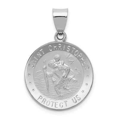 14K white gold st christopher pendant