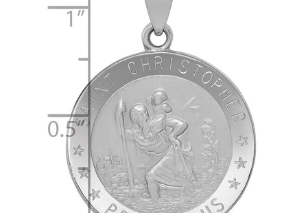 14K white gold st christopher pendant, another view