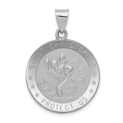 14K white gold st christopher pendant