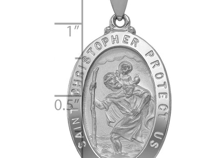 14K white gold st christopher pendant, another view