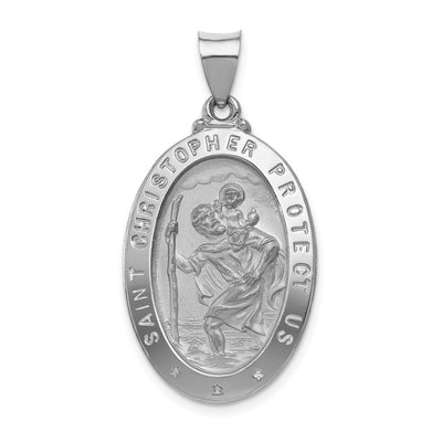 14K white gold st christopher pendant