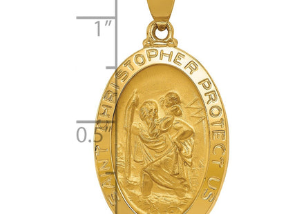 14k Polished and Satin St. Christopher Medal Hollow Pendant (Style XR1308)