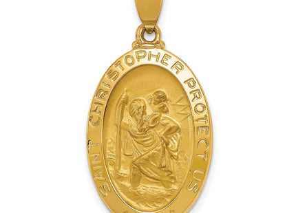 14k Polished and Satin St. Christopher Medal Hollow Pendant (Style XR1308)