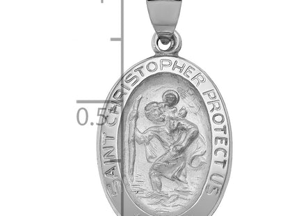 14K white gold st christopher pendant, another view