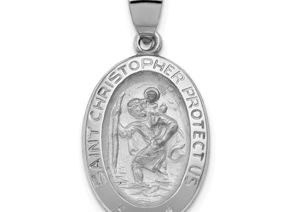 14K white gold st christopher pendant
