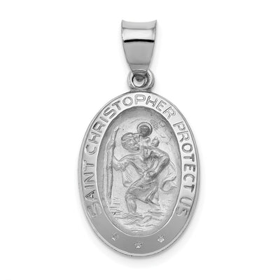 14K white gold st christopher pendant