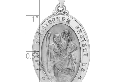 14K white gold st christopher pendant, another view