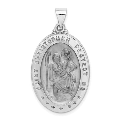 14K white gold st christopher pendant