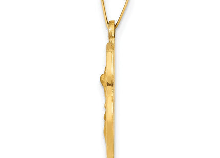 14k Polished and Satin St Michael Badge Medal Hollow Pendant (Style XR1314)
