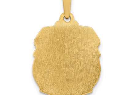 14k Polished and Satin St Michael Badge Medal Hollow Pendant (Style XR1314)