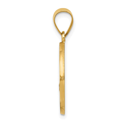 14K Polished and Satin St Florian Medal Hollow Pendant, 26.5 x 18.5mm