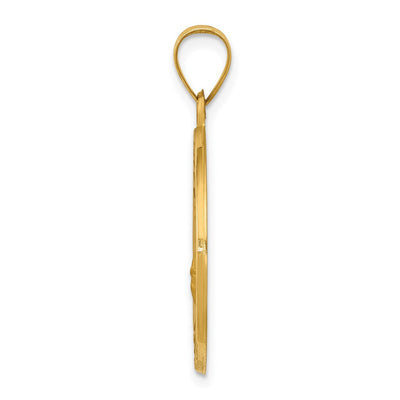14K Polished and Satin St Florian Medal Hollow Pendant, 30.5 x 22.25mm