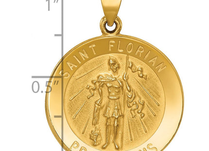 14k Polished and Satin St Florian Medal Hollow Pendant (Style XR1319)