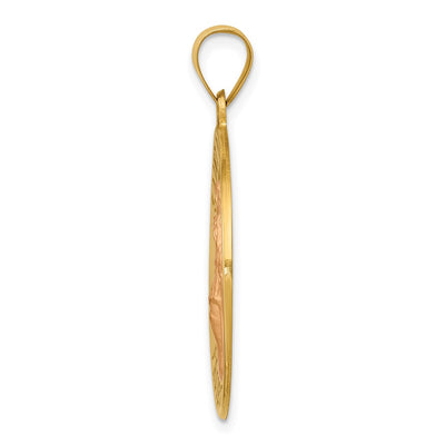 14K Polished and Satin St Florian Medal Hollow Pendant, 33 x 25mm