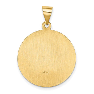 14K Polished and Satin St Francis Medal Hollow Pendant, 30.5 x 22.5mm