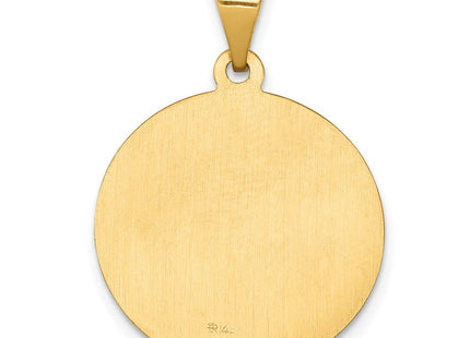 14k Polished and Satin St George Medal Hollow Pendant (Style XR1329)