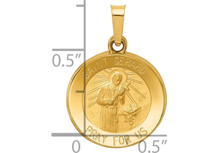 14k Polished and Satin St Gerard Medal Hollow Pendant (Style XR1330)