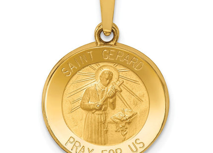 14k Polished and Satin St Gerard Medal Hollow Pendant (Style XR1330)