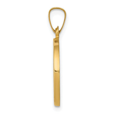 14K Polished and Satin St John Baptist Medal Hollow Pendant, 21 x 15mm