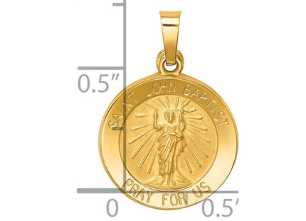 14k Polished and Satin St John Baptist Medal Hollow Pendant (Style XR1334)