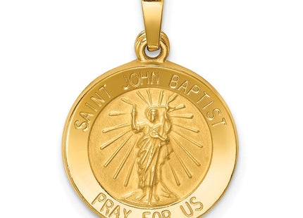 14k Polished and Satin St John Baptist Medal Hollow Pendant (Style XR1334)