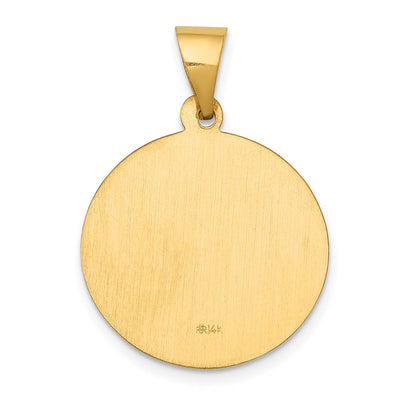 14K Polished and Satin St John Baptist Medal Hollow Pendant, 27 x 19mm