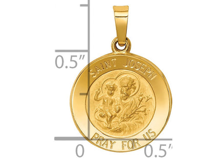 14k Polished and Satin St Joseph Medal Hollow Pendant (Style XR1338)