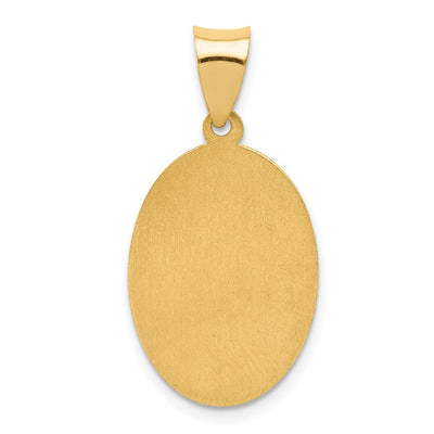 14K Polished and Satin St Joseph Medal Hollow Pendant, 26 x 13.85mm