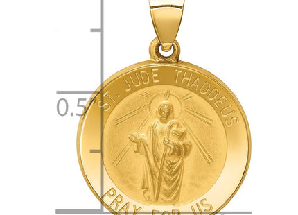 14k Polished and Satin St Jude Thaddeus Medal Hollow Pendant (Style XR1346)