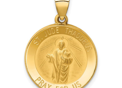 14k Polished and Satin St Jude Thaddeus Medal Hollow Pendant (Style XR1346)