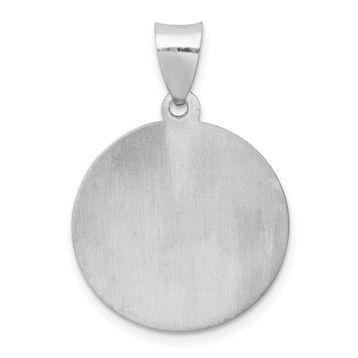 14K White Gold Polish/Satin St Jude Thaddeus Medal Hollow Pendant, 27 x 19mm