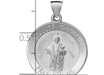 14K White Gold Polish/Satin St Jude Thaddeus Medal Hollow Pendant (Style XR1347)