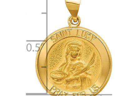 14k Polished and Satin St Lucy Medal Hollow Pendant (Style XR1354)