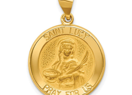 14k Polished and Satin St Lucy Medal Hollow Pendant (Style XR1354)