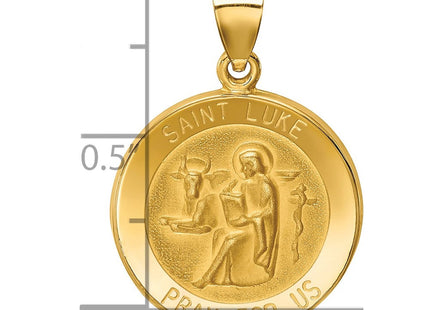 14k Polished and Satin St Luke Medal Hollow Pendant (Style XR1355)