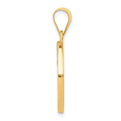 14K Polished and Satin St Matthew Medal Hollow Pendant, 22 x 19mm